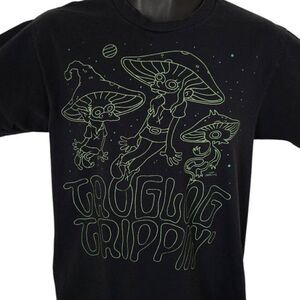 Troglog Trippin T Shirt Mens Size Medium Black Matt Groening Mushrooms